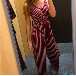 NWT Maroon and white jumpsuit